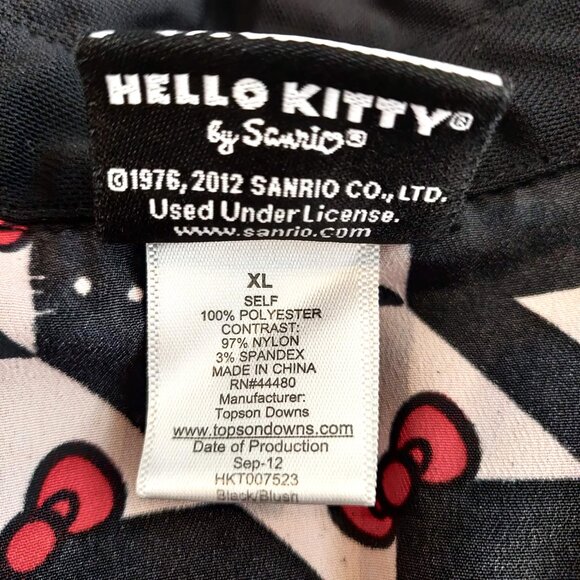 Hello Kitty Sanrio Size XL Pink Black Semi Sheer Back S/S Button Up Blouse Top - Picture 9 of 10